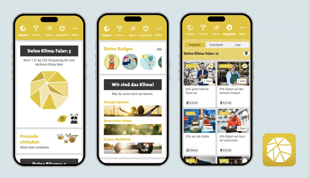 Ansicht der Klima-Taler White Label App für die Stadt Aachen